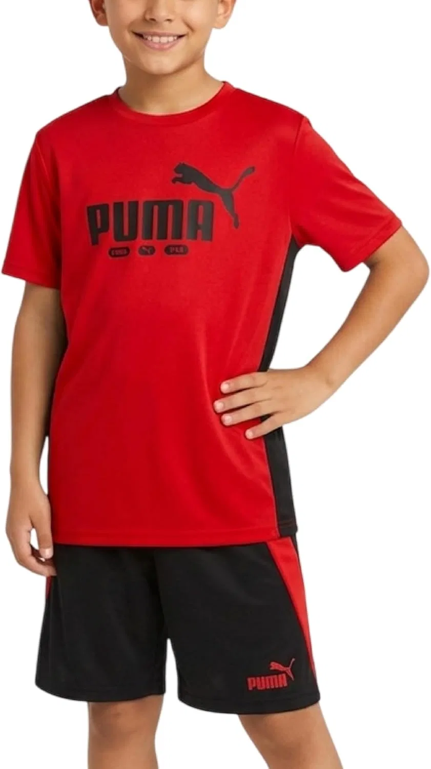 Спортивный набор для мальчиков PUMA, футболка и шорты, Red Core/Black
