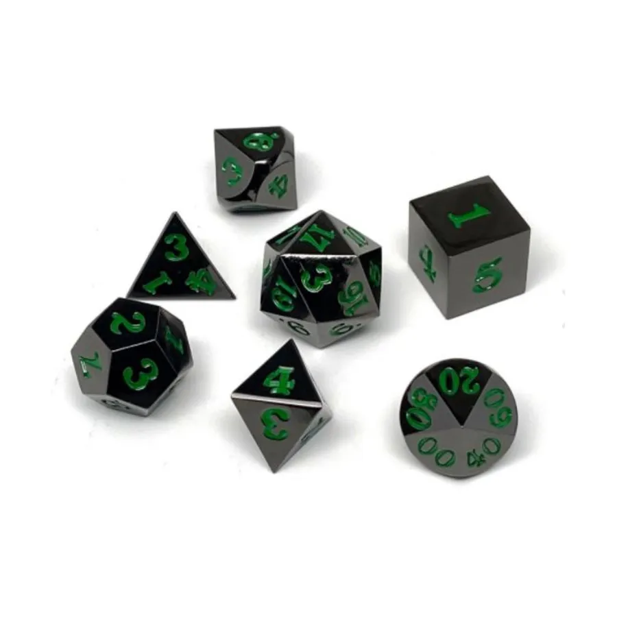 

Gun Metal с зеленым (7), Dice - Metal 7 Piece Poly Sets (Easy Roller Dice)