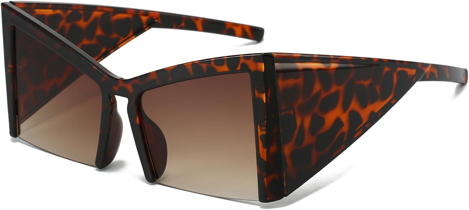 

Модные солнцезащитные очки YAMEIZE увеличенного размера «кошачий глаз» — стильные квадратные солнцезащитные очки с защитой UV400 для женщин и мужчин, для активного отдыха и вождения на открытом воздухе, Leopard Brown