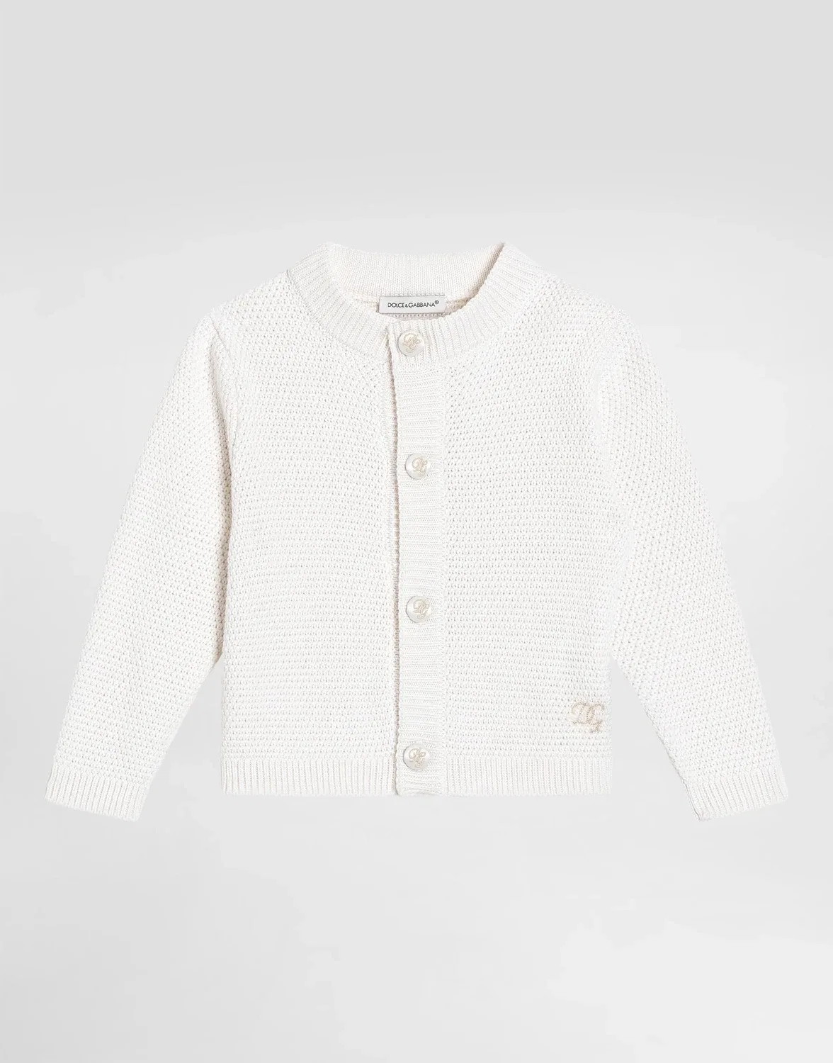 Кардиган из хлопка и кашемира вязки "рис" DOLCE & GABBANA, белый