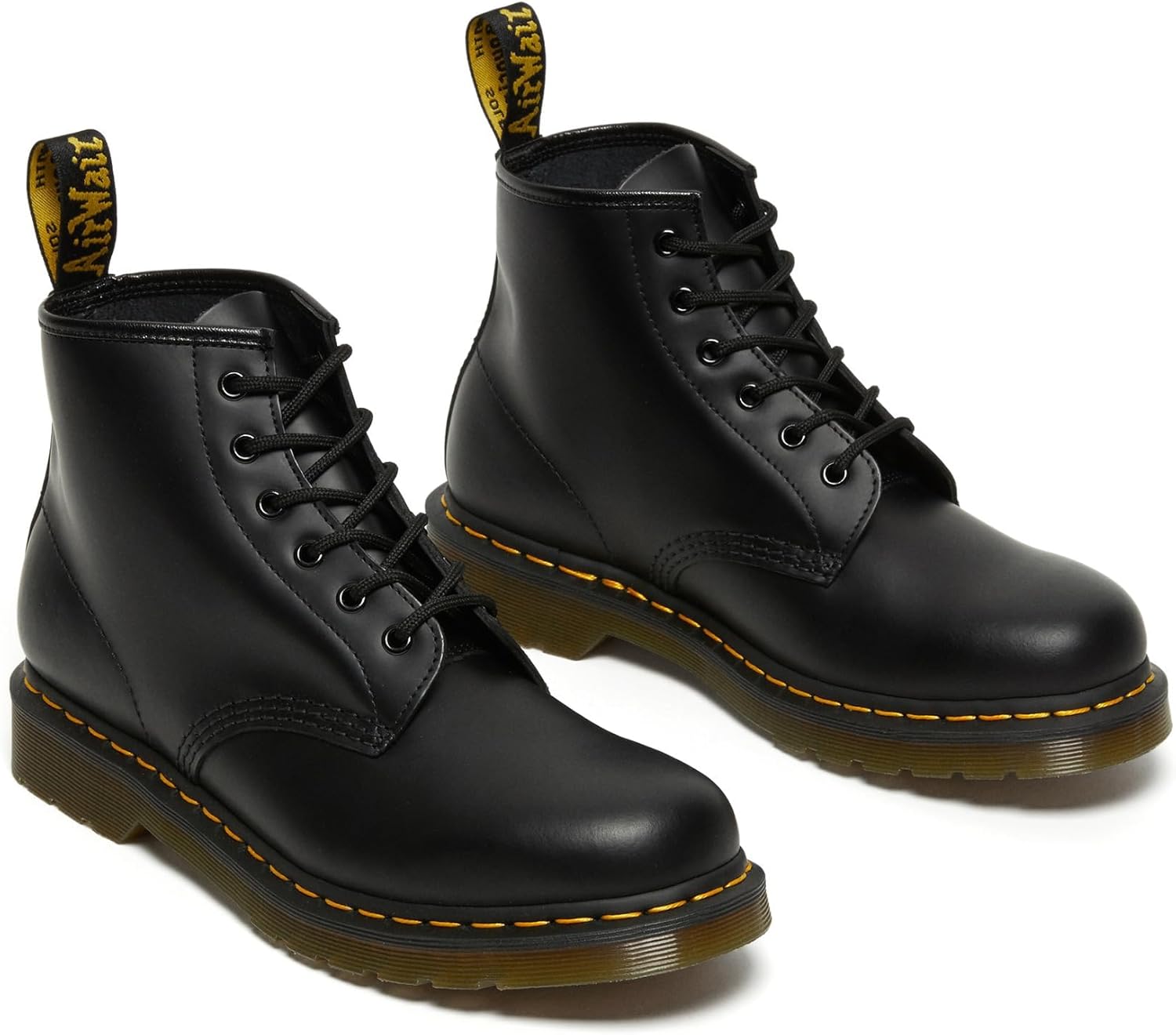 

Dr. Martens Unisex 101 Yellow Stitch ботинки, Black Smooth