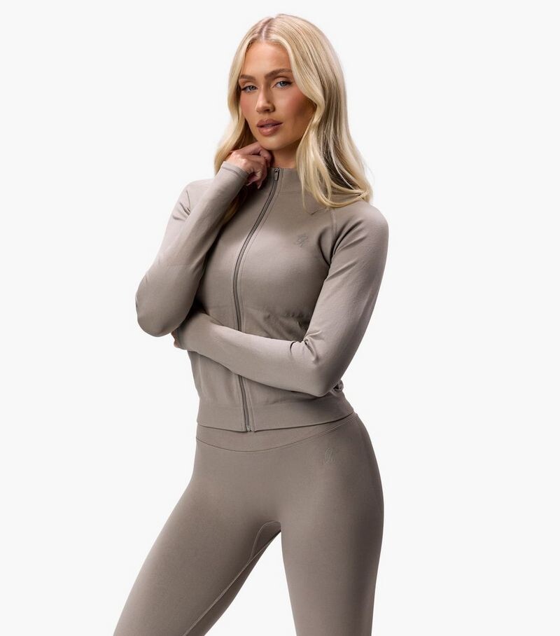 

Коричневый бесшовный топ на молнии Gym King Gym King, бордовый