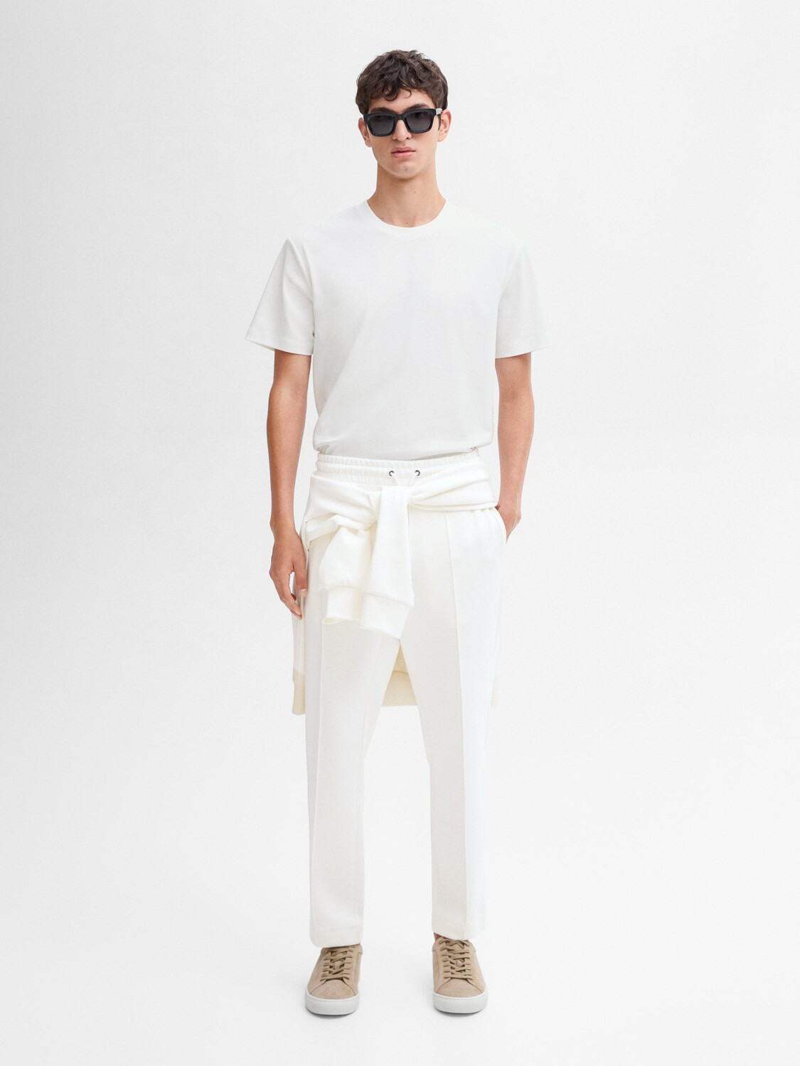 

Футболка из хлопка с коротким рукавом Massimo Dutti, бежевый
