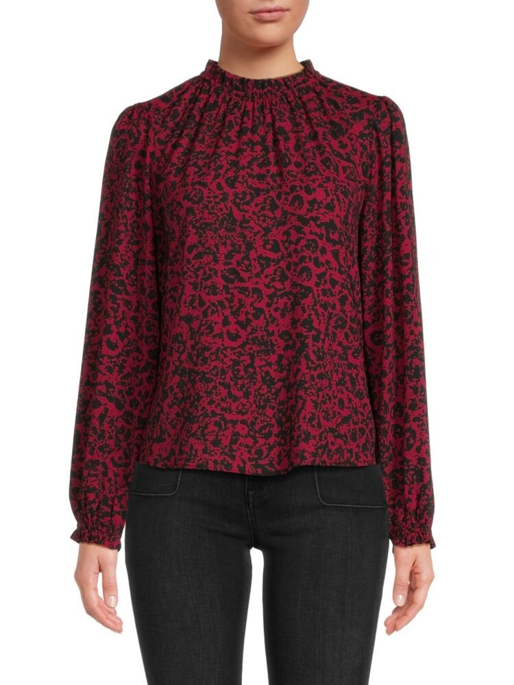 

Топ с абстрактным воротником и рюшами Calvin Klein, цвет Cranberry Black