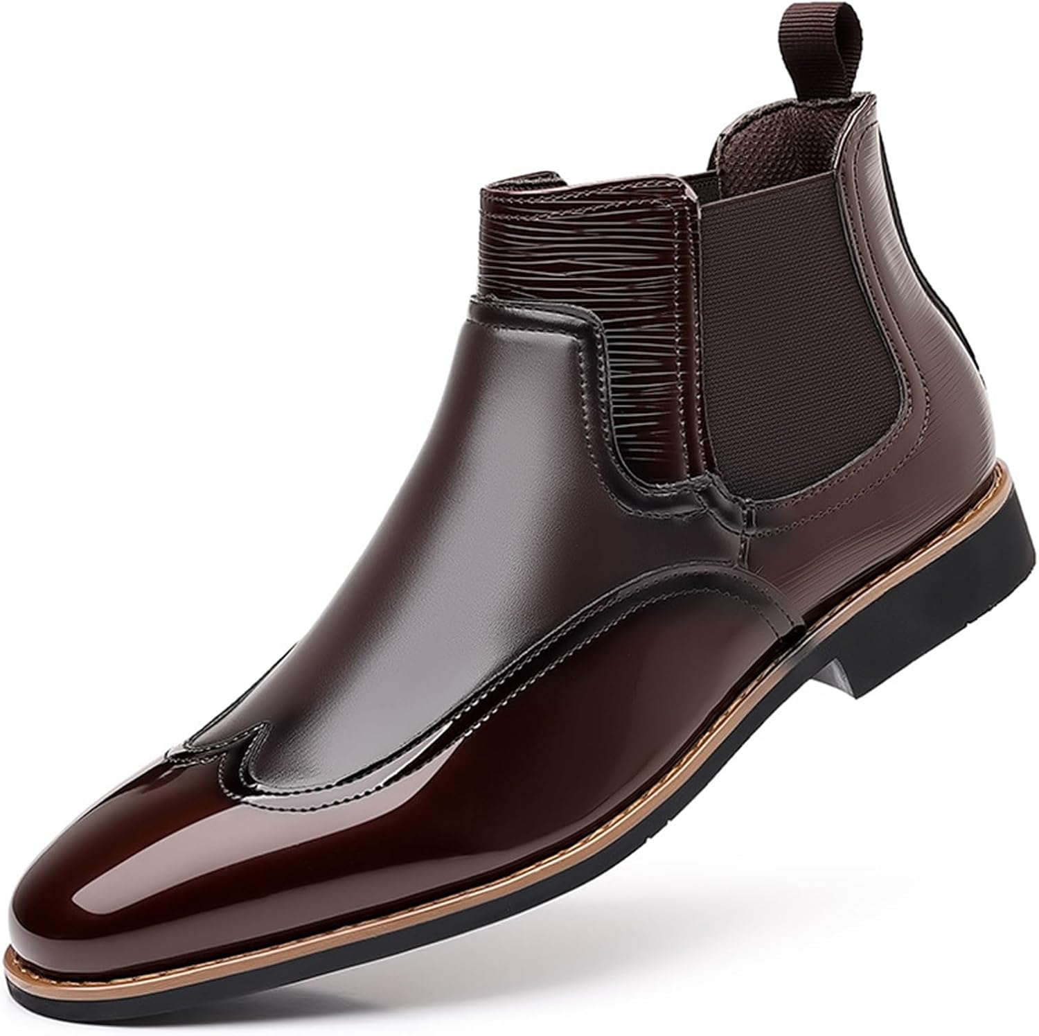 

Мужские кожаные ботинки Abborora Chelsea, классические эластичные ботинки-челси с застежкой без шнурков для мужчин, темно-коричневый