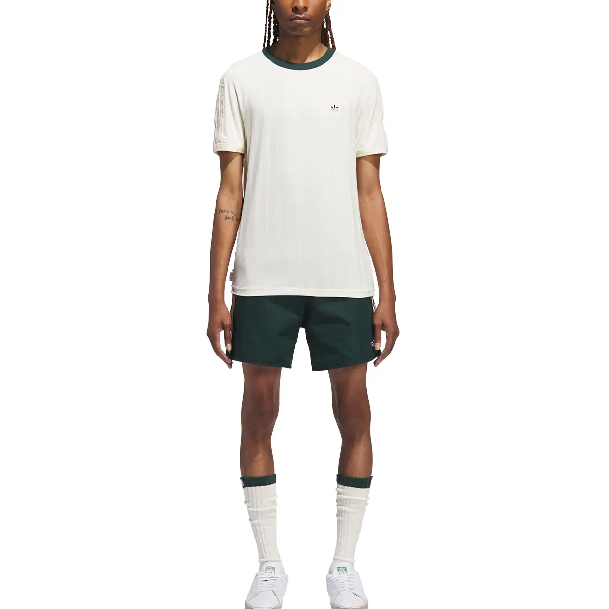 Футболка Adidas X Clot Ribbed Adidas Originals, слоновая кость/зеленый — фото 3