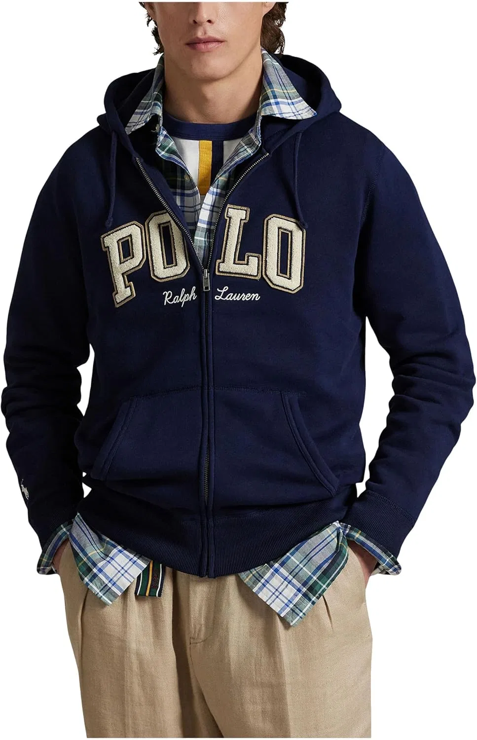 Мужская флисовая толстовка на молнии с логотипом POLO RALPH LAUREN, Cruise Navy