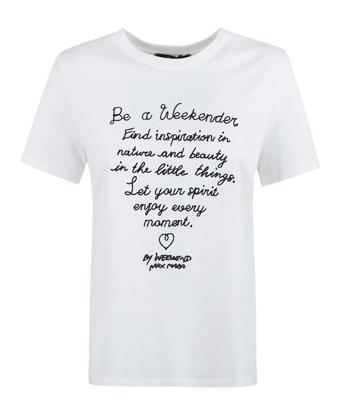 

Белая хлопковая трикотажная футболка с вышитым логотипом. Weekend Max Mara, белый