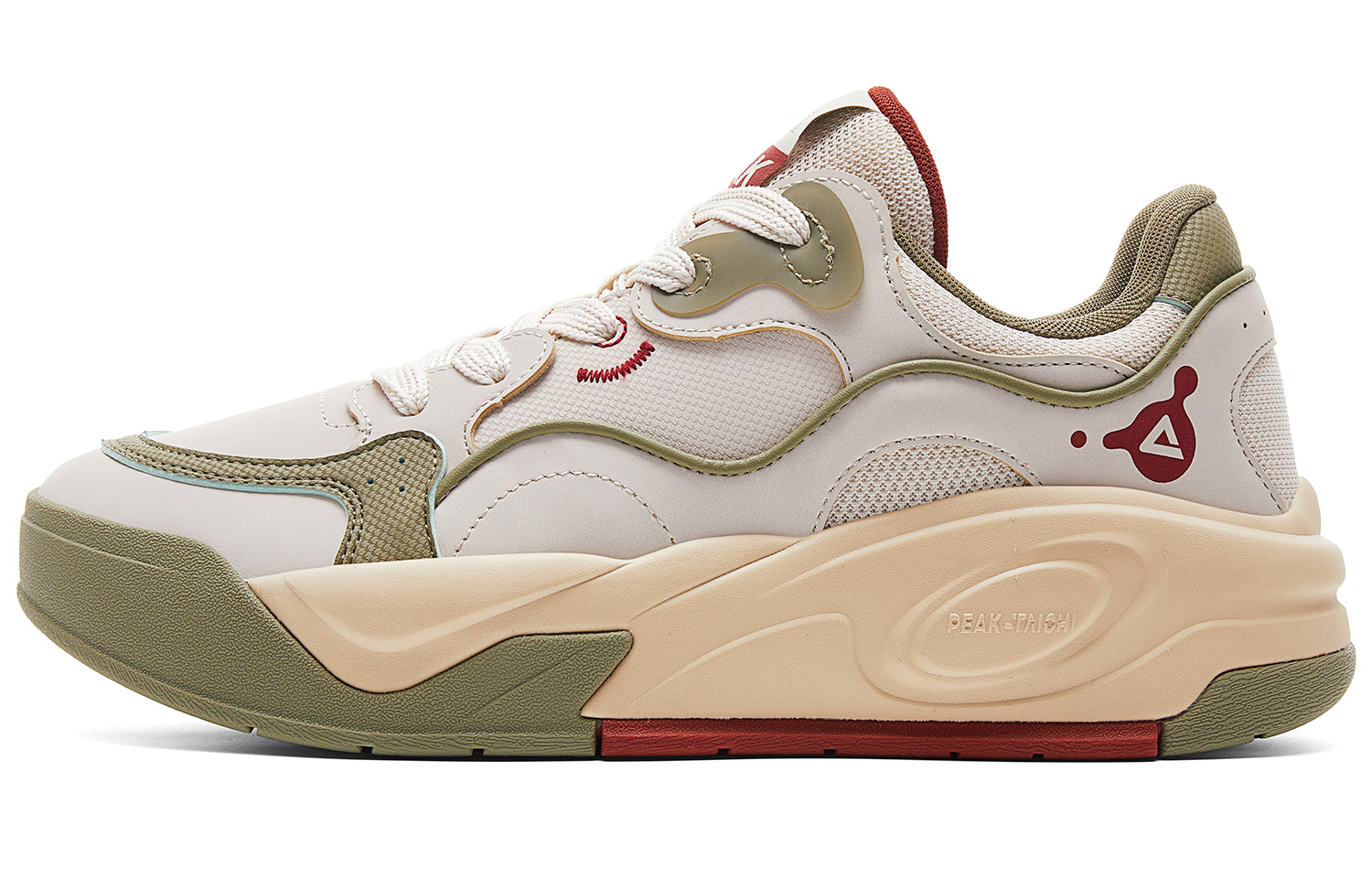 

PEAK Мужские низкие скейтборд-кроссовки Khaki Green с амортизацией, усиленной поддержкой, увеличенной высотой, устойчивостью к истиранию и скольжению