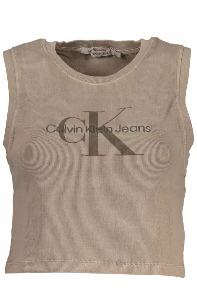 

Коричневый хлопковый женский топ Calvin Klein