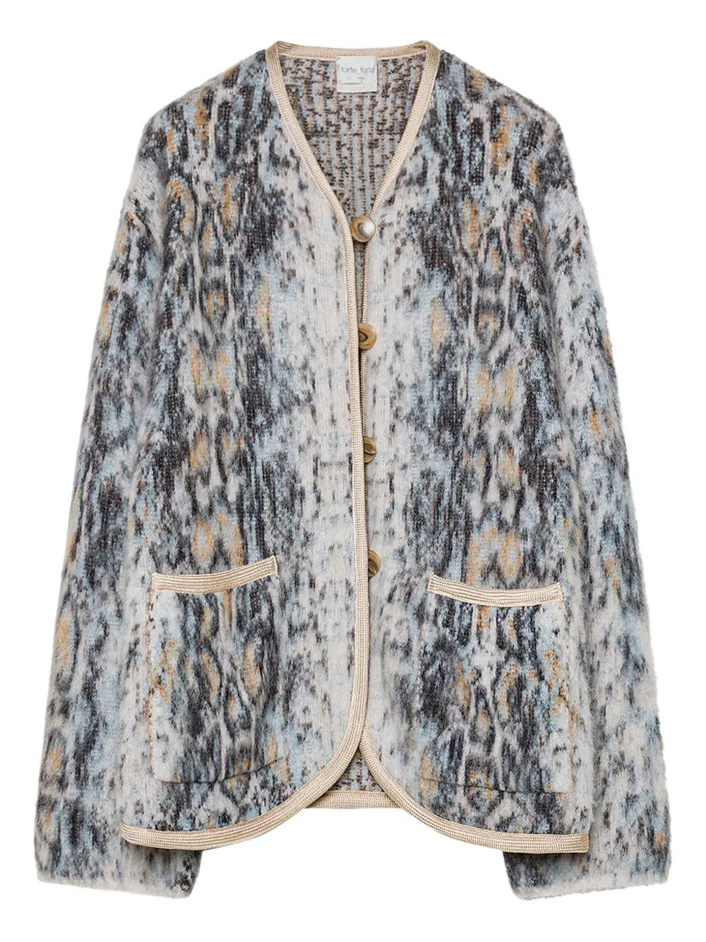 

Кардиган с анималистичным принтом и пуговицами Forte Forte, синий