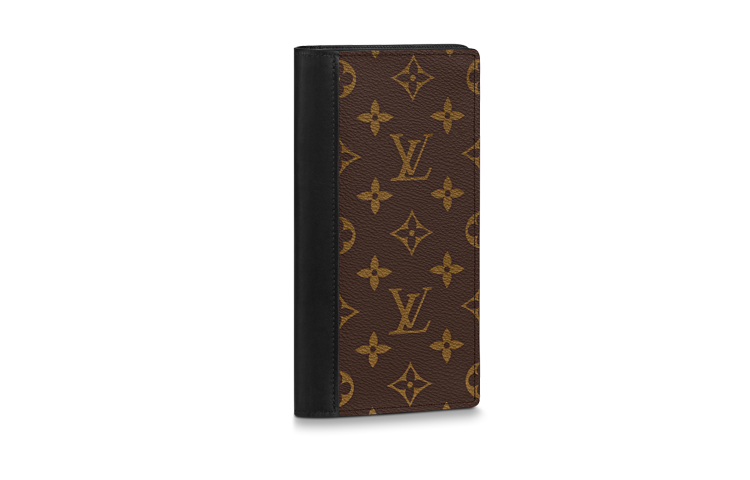 

LOUIS VUITTON Кошелек из кожи коровы с покрытием Brazza, держатель для карт, унисекс, коричневый/черный, многоцветный