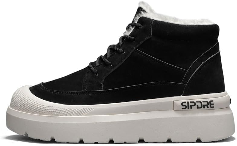 

TGRNFHKPYY Мужские зимние высокие теплые хлопковые ботинки и стильные снегоступы, черный