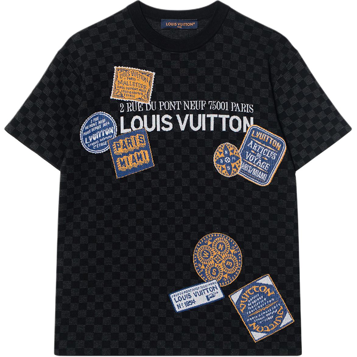 Damier Short Sleeved Signature Crewneck LOUIS VUITTON, черный