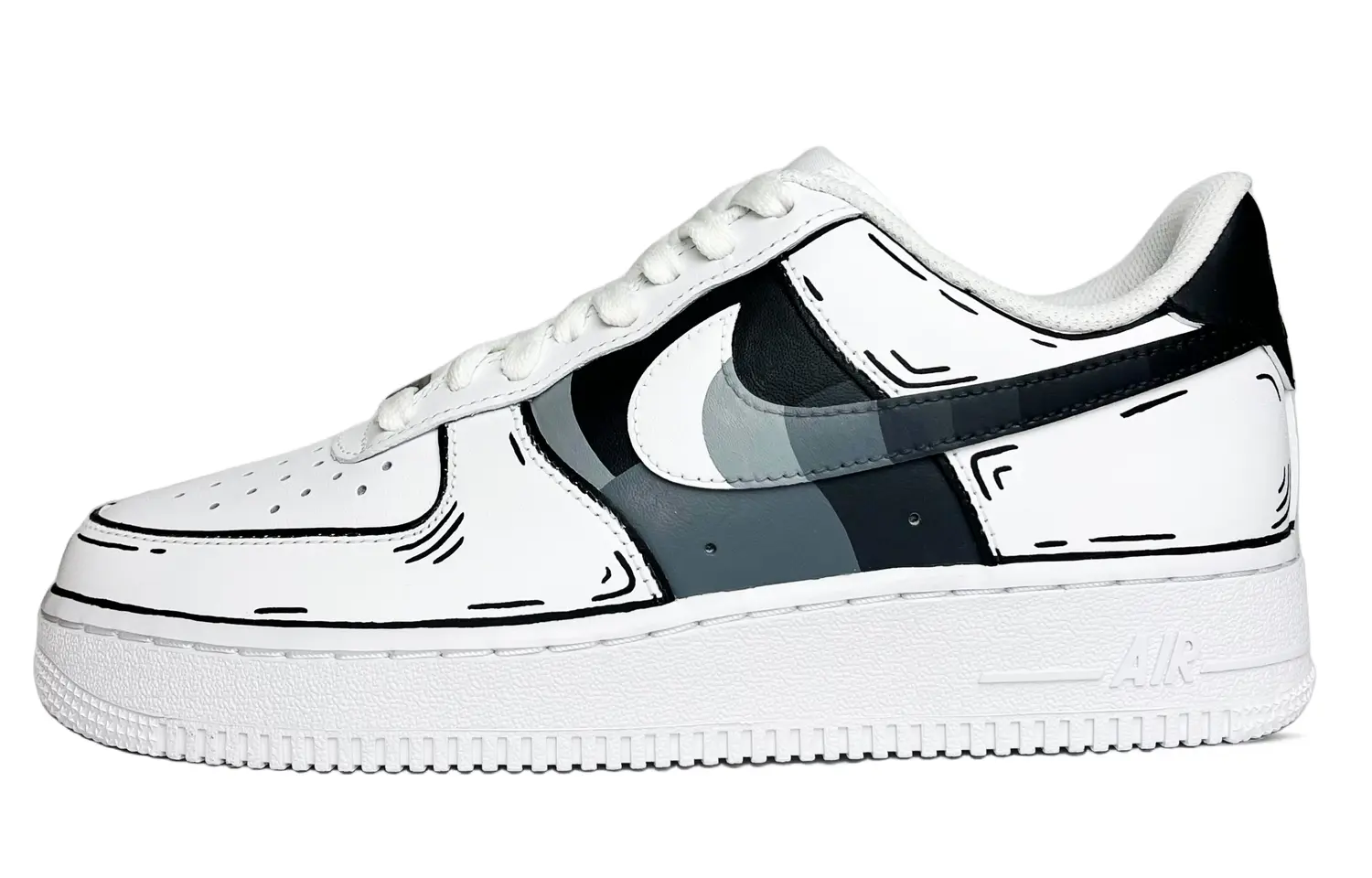 

Кроссовки Nike Air Force 1 Skateboarding Shoes Men Low-top Black/white/gray, темно-серый