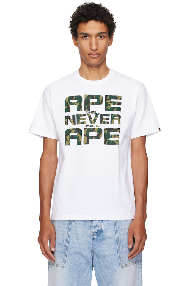 

Bape Белая футболка с камуфляжным рисунком «asnka»