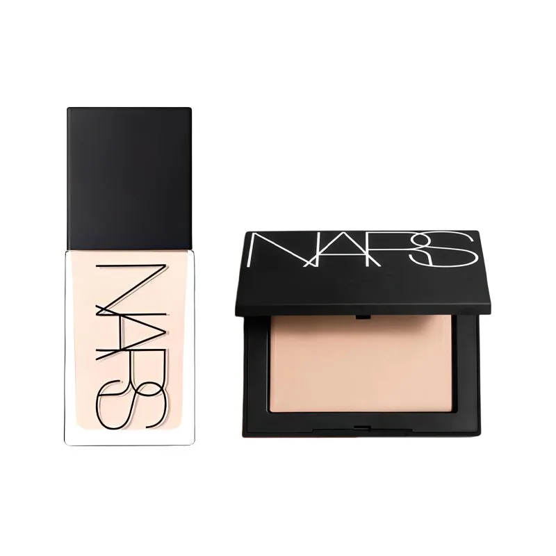 NARS Набор топовой тональной основы из двух предметов: легко растушевывается, стойкая, маскирующая, фиксирующая, 10 г + 30 мл, подарок на день рождения, Two-Piece Set: Liquid Foundation L0.5 30ml+Skin Bright White Compact 10g