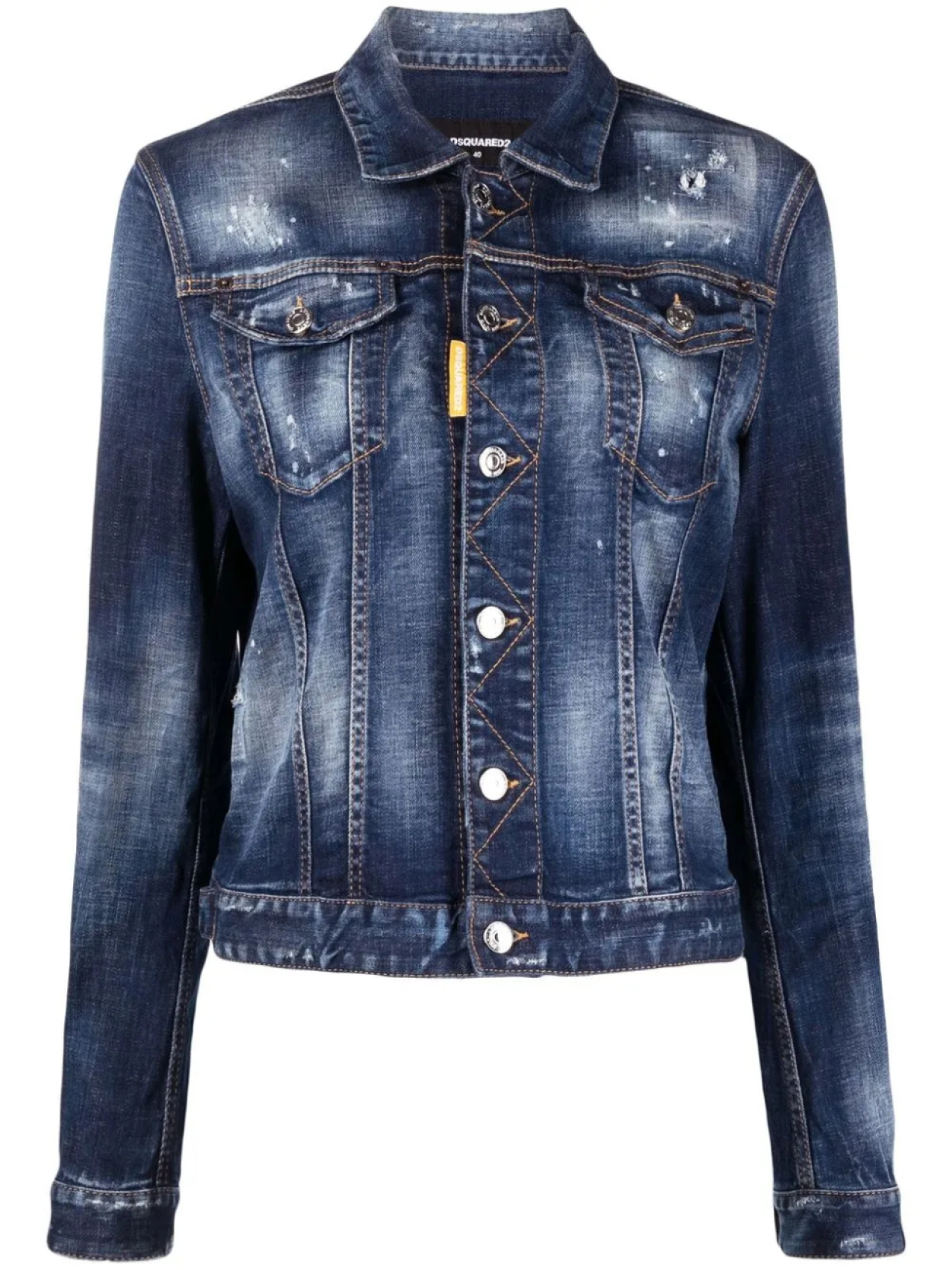 

DSQUARED2 джинсовая куртка Icon с эффектом разбрызганной краски, синий