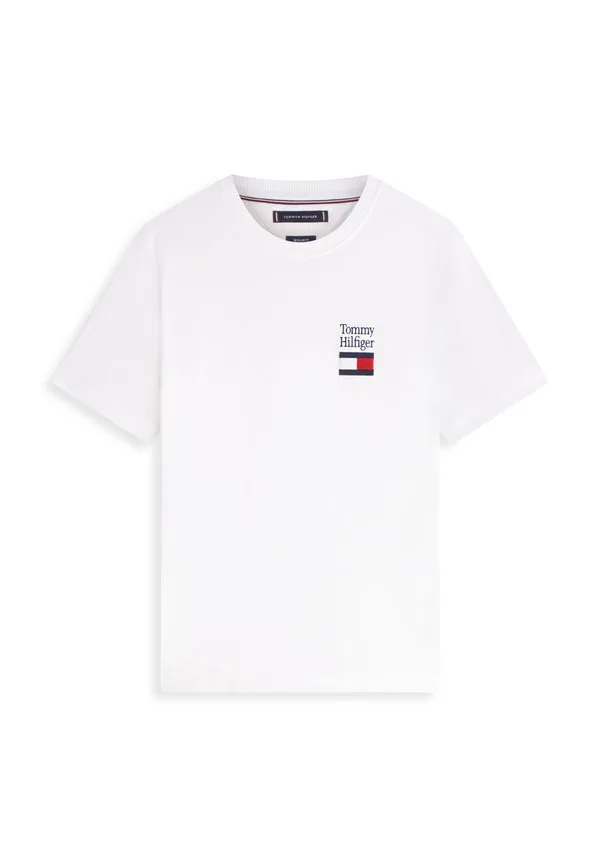 Футболка с вышитым логотипом, круглый вырез, принт. Tommy Hilfiger, White — фото 4