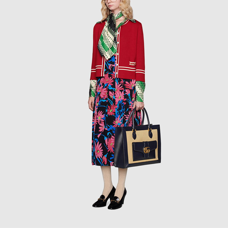 Юбка длинная Gucci с принтом, черный / розовый — фото 2