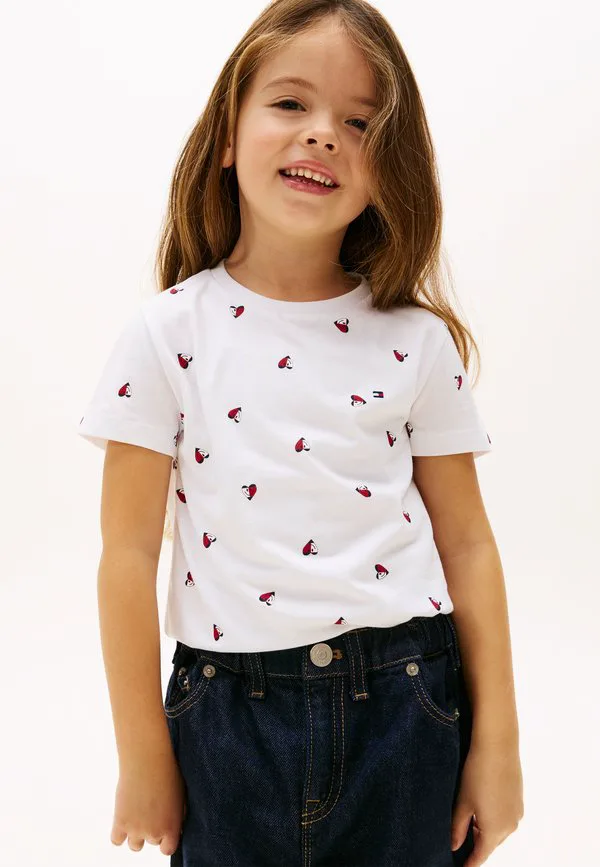 Футболка с принтом в виде смайлика, сердца и флага. Tommy Hilfiger, White