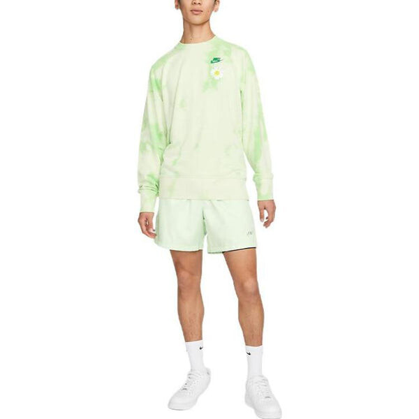 Толстовка Men's Nike Sportswear Tie Dye Daisy Embroidered Round Neck Bright Green, зеленый — фото 3