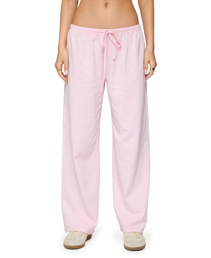 

Петит Оливия Брюки свободного кроя в полоску Edikted, розовый