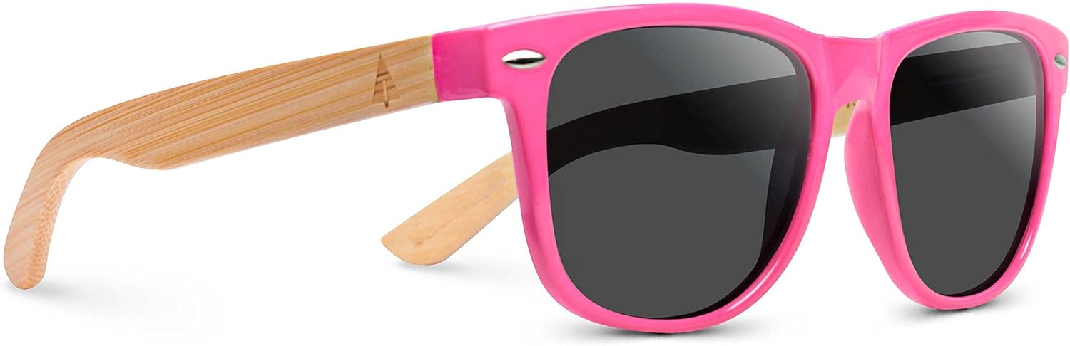 

Солнцезащитные очки TREEHUT Ebony в стильной деревянной оправе — классические ретро-очки с квадратными дужками из дерева, легкие и удобные для рыбалки, вождения и прогулок — цвет «бамбуковый желтый», Pink Frame W/Treehut Pouch