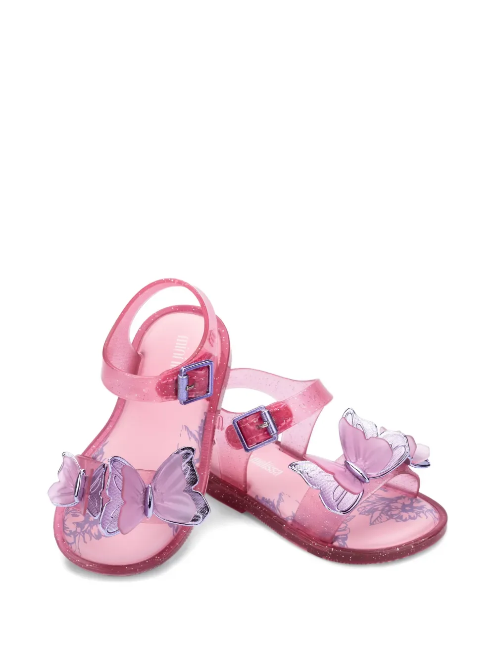 Босоножки с ремешками в виде бабочки Mini Melissa, розовый — фото 2