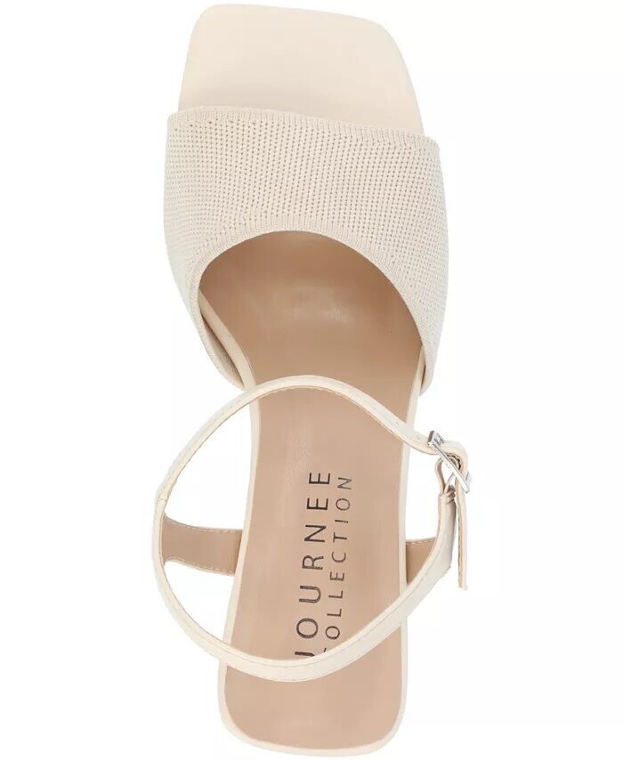 Женские босоножки Evylinn Knit Block Heel Dress Sandals Journee Collection, коричневый/бежевый — фото 4