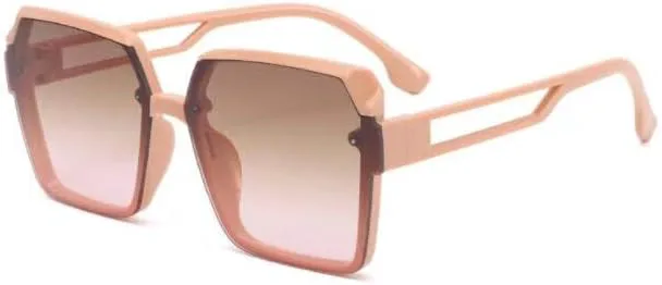 

Солнцезащитные очки PUB с большой квадратной оправой и защитой от ультрафиолета UV400, мужские и женские, с полыми дужками, Orange Powder Frame Tea Powder Flake