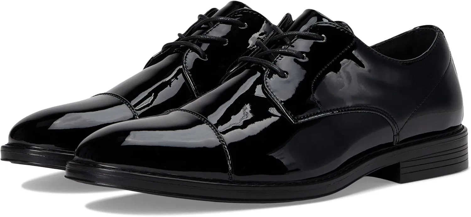 Мужские классические туфли-оксфорды на шнуровке с мыском Nunn Bush Centro Flex, Black (Black Varnish)