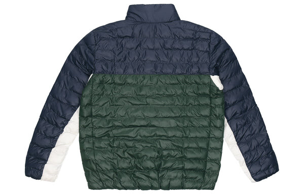 Куртка athleisure casual sports stand collar protection against cold stay warm jacket blue green colorblock Nike, зеленый — фото 2