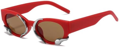 

Ретро уникальные солнцезащитные очки «кошачий глаз» для женщин, модные очки желейного цвета, мужские панк-солнцезащитные очки с защитой от УФ-излучения UV400 MTZJH, Red Tea