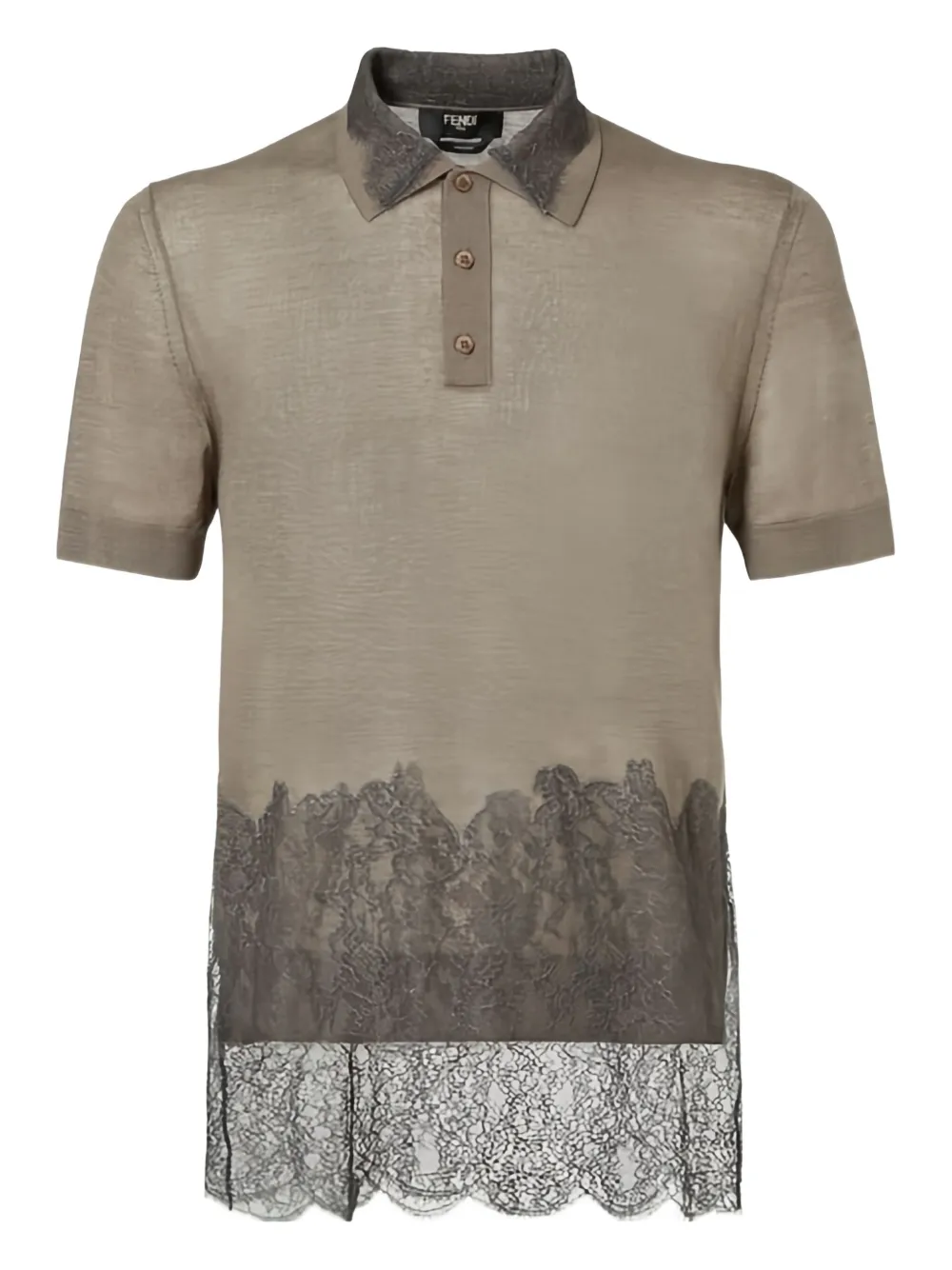 

Поло с кружевными вставками Fendi, серый