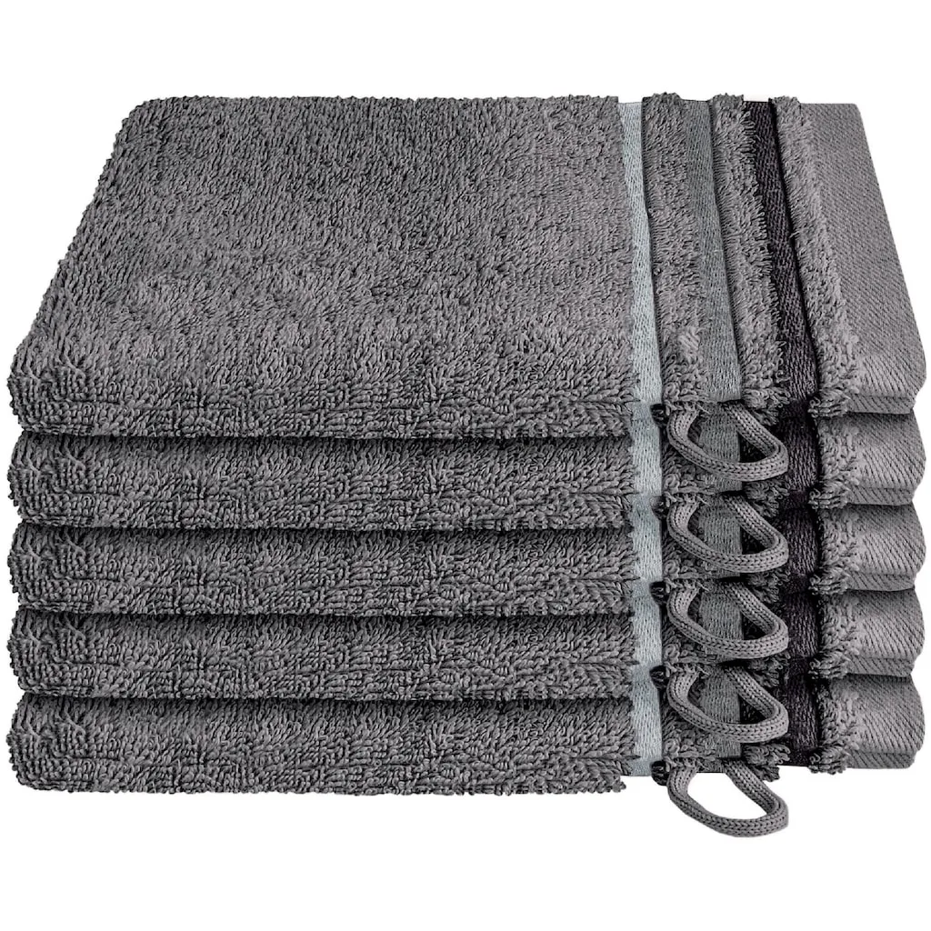 

Мочалка Skyline Color из 100% хлопка с элегантной полосатой каймой MADE IN GREEN by OEKO-TEX Schiesser, темно-серый