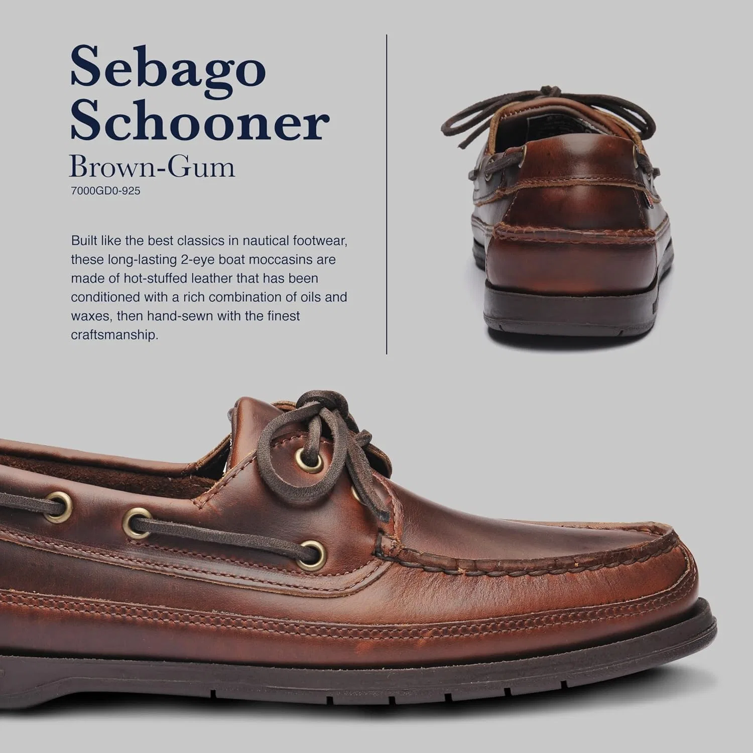 Мокасины мужские Sebago Schooner Waterproof, коричневый — фото 3