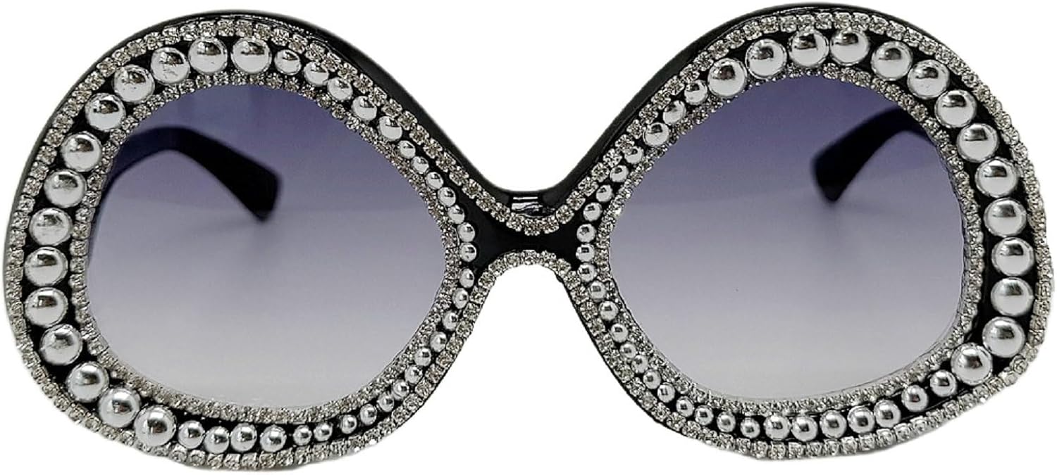 

Крупные солнцезащитные очки «кошачий глаз» для женщин, солнцезащитные очки со стразами, модные солнцезащитные очки с заклепками, дизайнерские женские солнцезащитные очки 2025 года mincl, Black