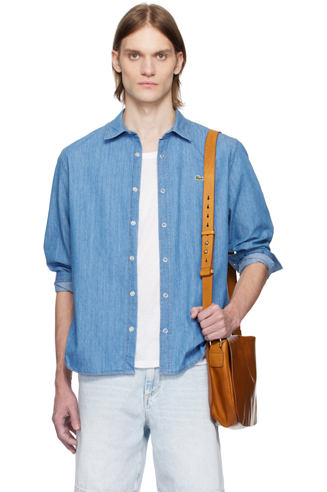 

Выстиранная джинсовая рубашка Lacoste, синий