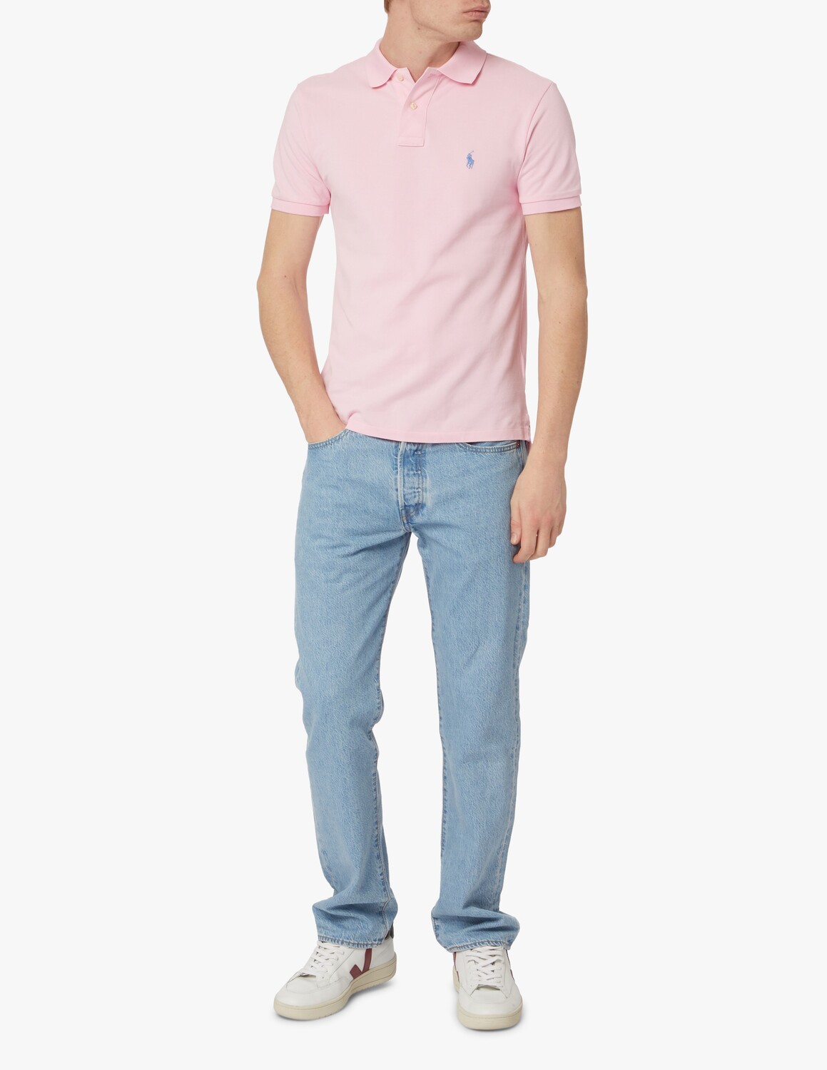 Рубашка-поло узкого кроя с короткими рукавами Ralph Lauren, розовый — фото 2