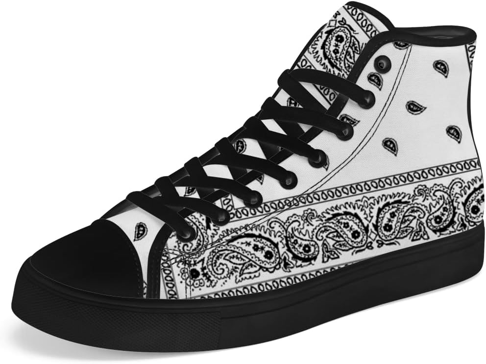 

Кеды Chebing для мужчин и женщин с узором пейсли, высокие, на шнуровке, повседневные, белый
