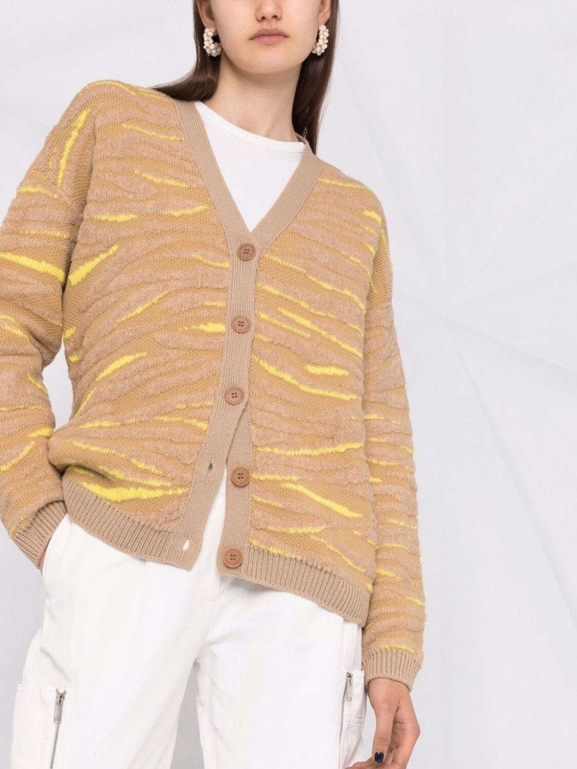 Stella McCartney кардиган с тигровым узором, нейтральный цвет — фото 3