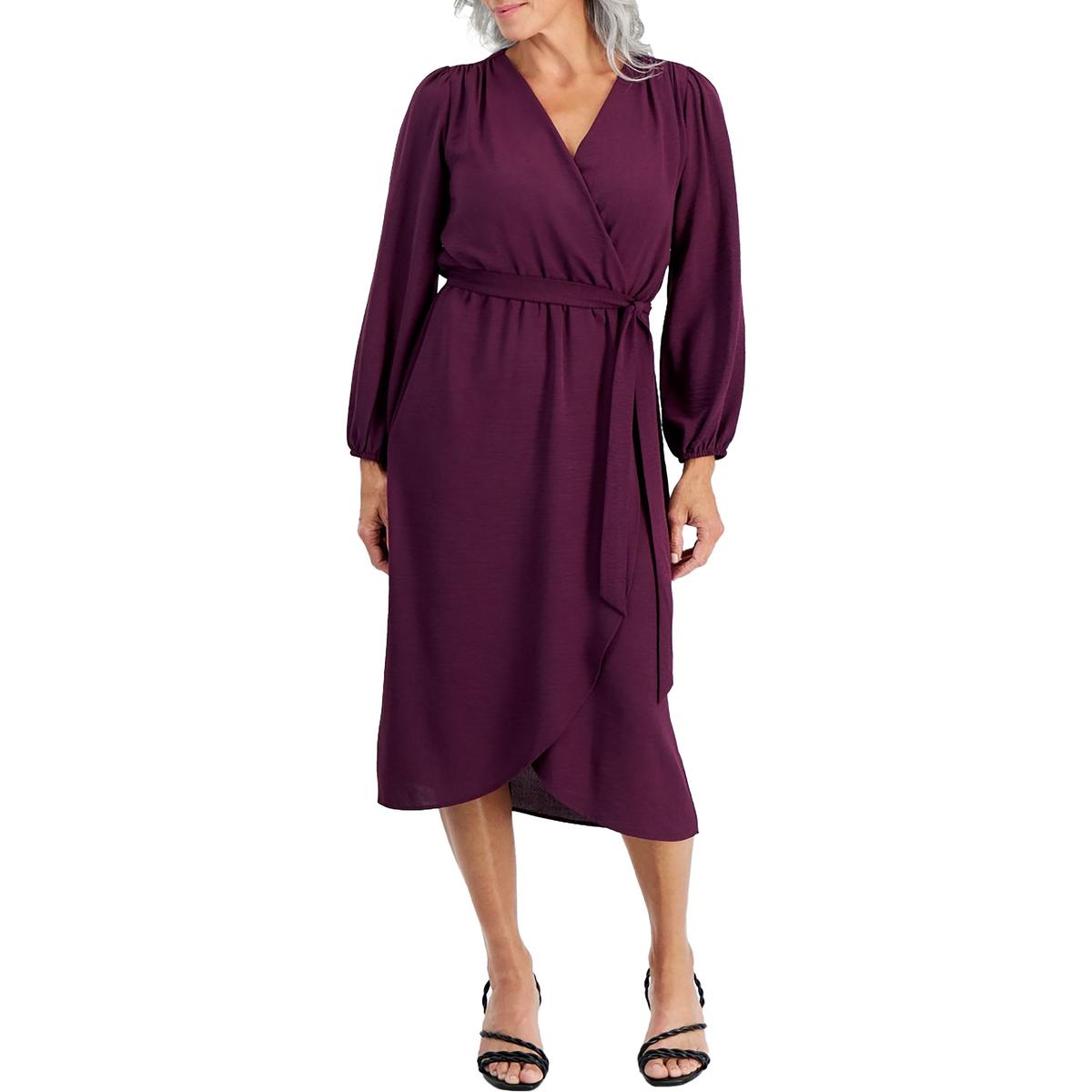 

Платье-халат из полиэстера с поясом для миниатюрных женщин Connected Apparel, цвет plum