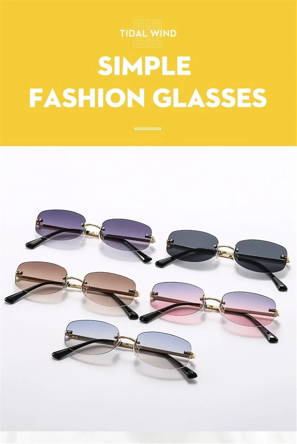 

Мужские солнцезащитные очки без оправы, маленькая оправа, для отдыха на природе, женские солнцезащитные очки для поездок на работу, металлические Generic, Brown