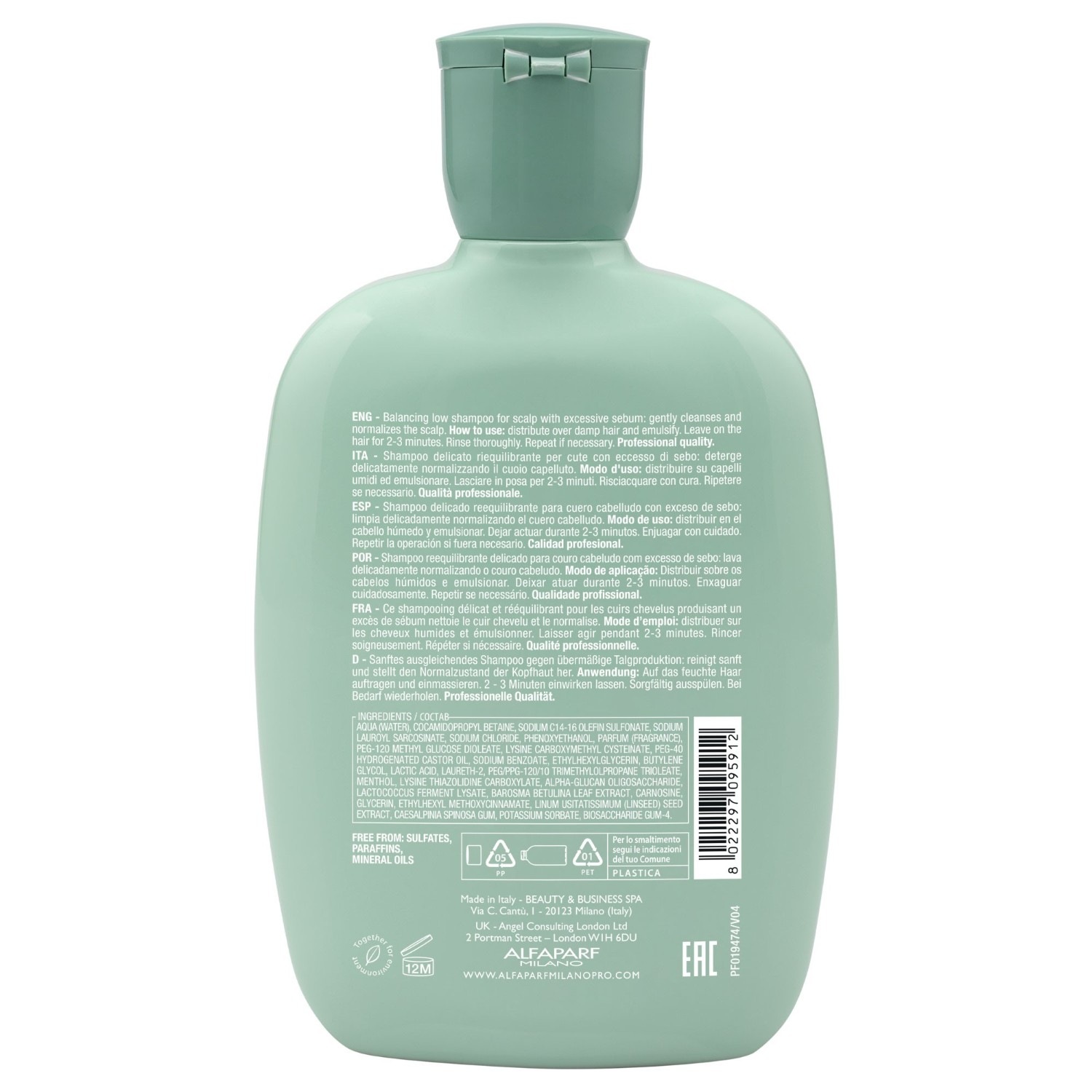 Шампунь semi di lino scalp rebalance balancing low Alfaparf Milano, объем 250 мл — фото 2
