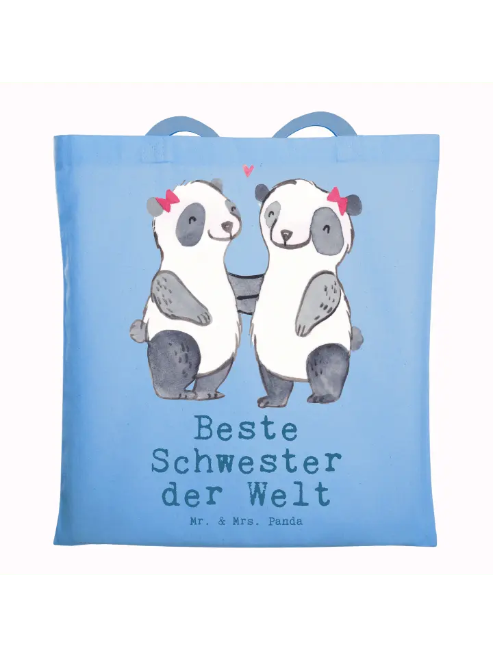 

Сумка для переноски Mr & Mrs Panda Panda Beste Schwester der Welt, небесно-синий
