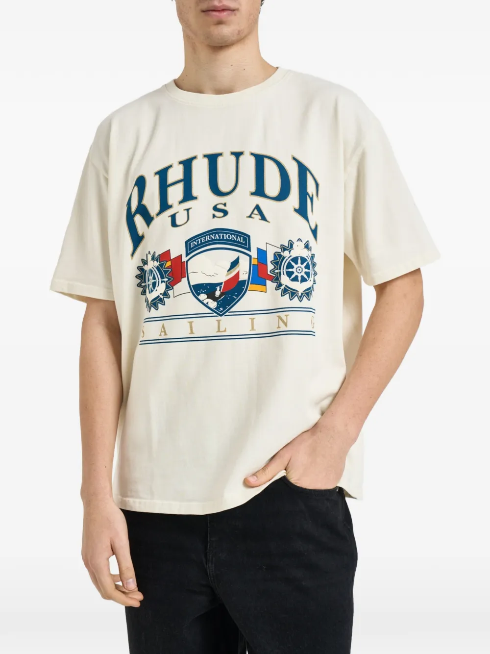 

Футболка с графическим принтом Rhude, белый