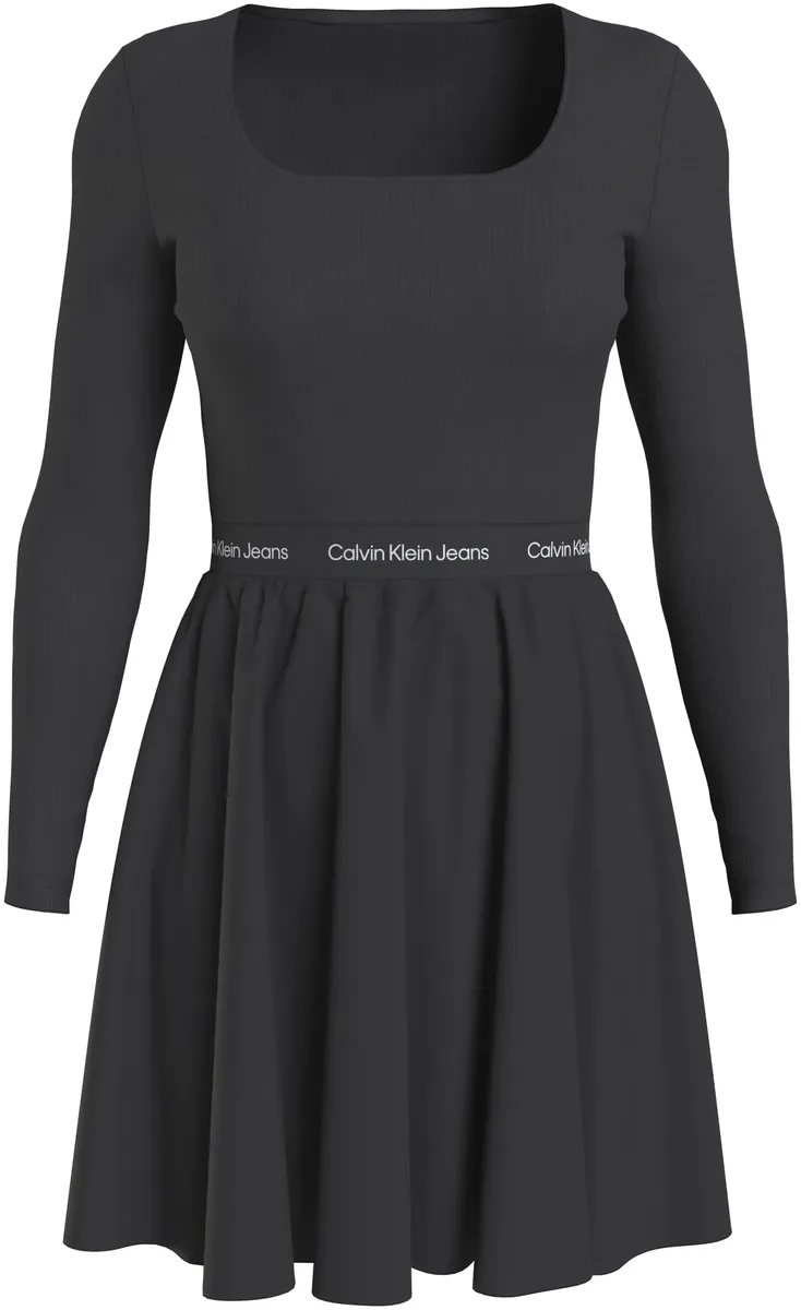 

Платье с плиссированной юбкой Calvin Klein Jeans "LOGO ELASTIC LONG SLEEVE DRESS", цвет Ck Black