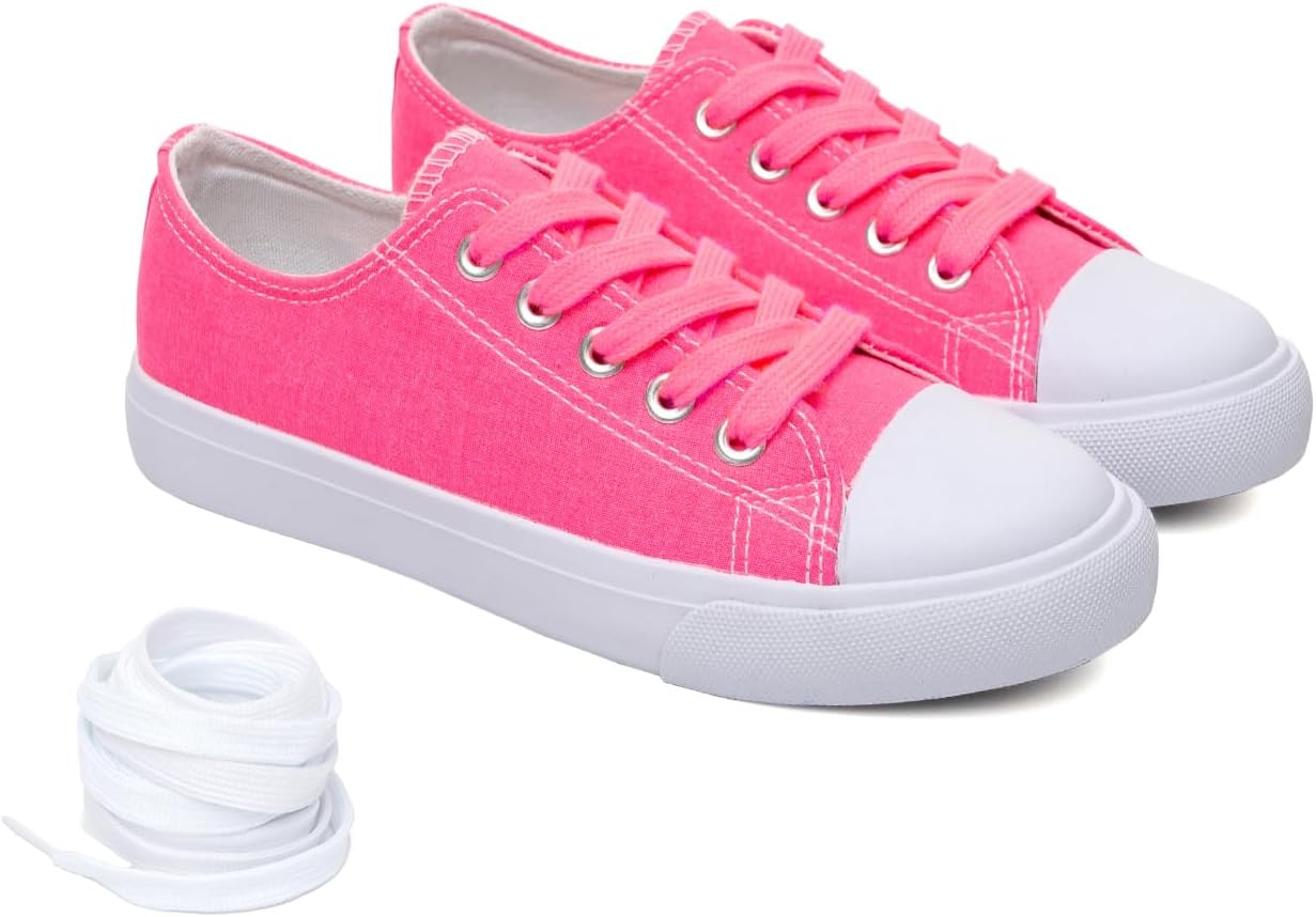 

Классические унисекс кеды Fashion Supply с низким верхом из ткани - повседневная обувь на шнуровке для мальчиков, девочек и малышей с резиновой подошвой, включают дополнительные белые шнурки The Fashion Supply