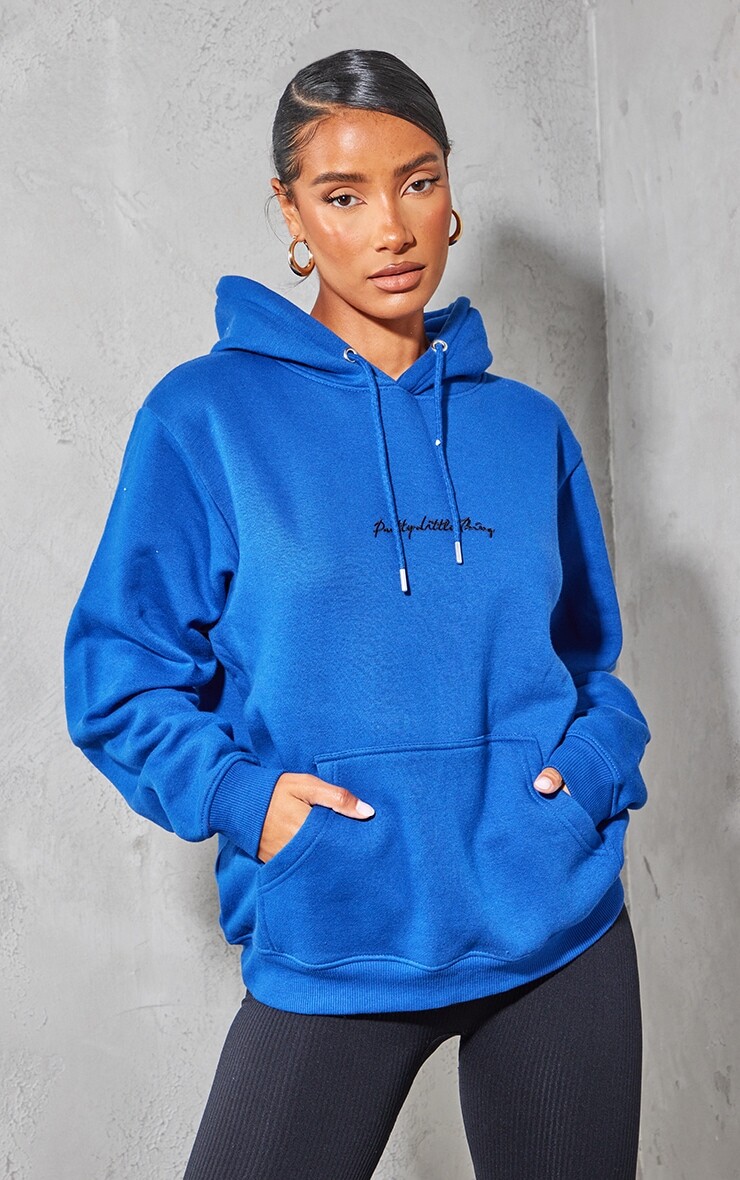

PrettyLittleThing Кобальтовый базовый худи Oversized Sweat